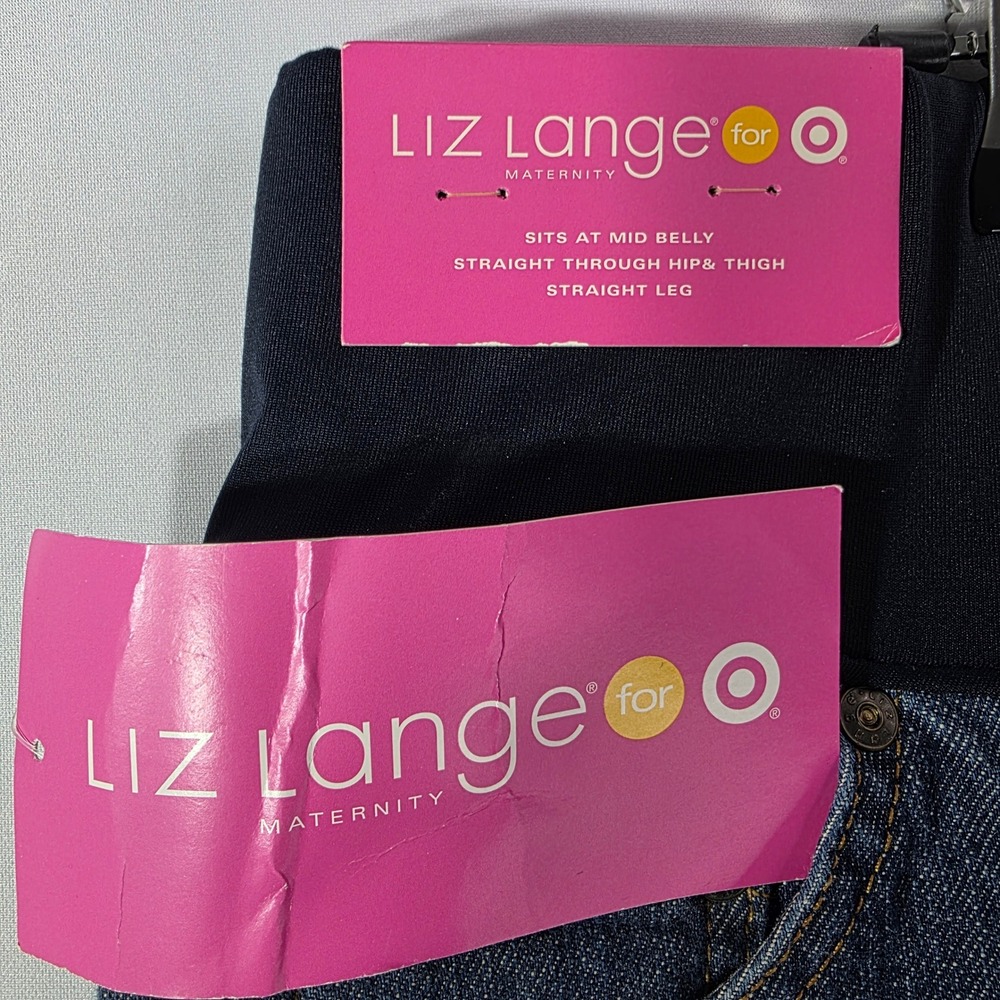 Liz Lange Target Maternity Jeans Blue Straight Leg Belly Panel Size 14 NWT - Picture 7 of 15